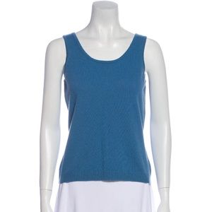 St. John Sport Blue Cashmere Cropped Sweater Tank